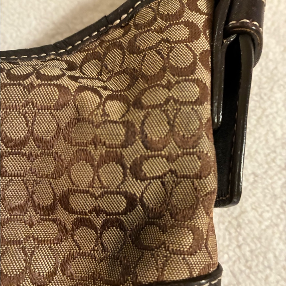 Vintage COACH Soho Brown Leather Khaki Y2K Mini Signature C Hobo #6351 EUC - Picture 8 of 13